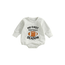 (18-24 Months, Gray) Baby-Herbst-Strampler, Rugby-Muster, Langarm-Jumpsuit für Neugeborene (Jungen/Mädchen)