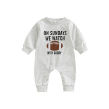 (6-12 Months, Gray Daddy) Baby-Strampler für Frühling und Herbst, Rugby-Motiv, langärmelig, Rundhalsausschnitt, für Jungs und Mädchen