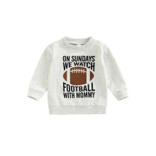 (5-6 Years, Gray Mommy) Sweat-shirt enfant garçon/fille, manches longues, col rond, imprimé football, pull