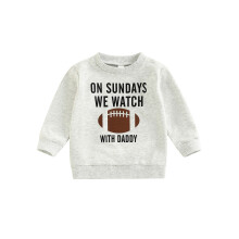 (3-4 Years, Gray Daddy) Sweat-shirt enfant garçon/fille, manches longues, col rond, imprimé football, pull