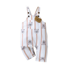 (12-18 Months, Caramel) Kid Girls Boys Romper, Summer Sleeveless Striped Bear Print Suspender Pants Casual Party Street Jumpsuit