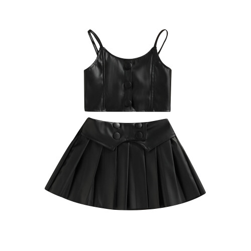 (2-3 Years, Black) Παιδικό κοστούμι κοριτσιού, κουμπιά, μαύρο