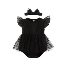 (6-9 Months, Black) csecsemő lány nyári ruhák ujjatlan ruha romper csipke tutu onesie hát nélküli jumpsuit fodros body egyrészes