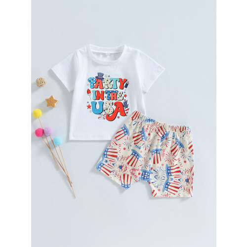 (12-18 Months, White) Ensemble 2 pièces de l'Indépendance. 1