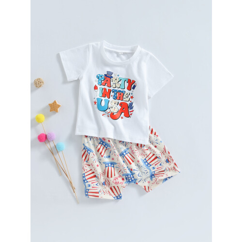 (12-18 Months, White) Ensemble 2 pièces de l'Indépendance. 2