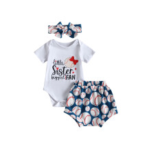 (0-6 Months, White) Kinderpakje voor meisjes, casual feestpakje met korte mouwen, romper + korte broek + haarband