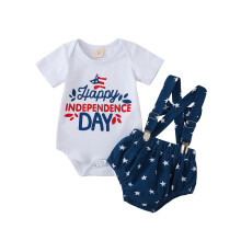 (0-3 Months, White) Kinderpak voor jongens, casual streetparty romper met korte mouwen en korte broek met sterrenprint.