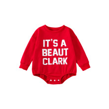 (6-12 Months, Red) Combinaison de Noël pour bébé (fille ou garçon) avec imprimé de lettres et manches longues.