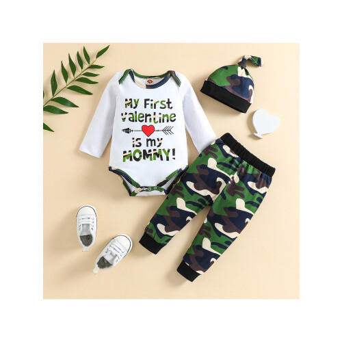 (6-12 Months, White Green) Ρούχα 3 τεμαχίων με καπέλο. 1