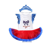 (12-24 Months, Blue Bowknot) Fejpántos, csillag/masnimintás ujjatlan tüllruha kislányoknak