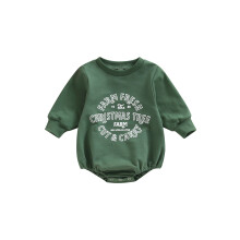 (0-6 Months, Green) Combinaison bébé fille/garçon à imprimé lettres, col rond, manches longues, body décontracté automne/hiver