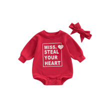 (18-24 Months, Red) Dievčenská súprava s dlhým rukávom, okrúhlym výstrihom, potlačou písmen a čelenkou, jesenný outfit
