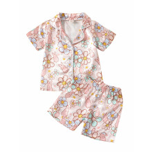 (6-12 Months, Pink) 2-teiliges Mädchen-Osterpyjama-Set, Kurzarmhemd mit Blumenmuster und Shorts