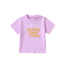 (2-3 Years, Pink Purple) T-shirts voor peutermeisjes met letterprint, ronde hals, korte mouwen, zomerse casual modieuze tops