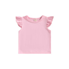 (12-18 Months, Pink) Dětské dívčí tričko, volný rukáv, kulatý výstřih, jednobarevné, volné, jarní a letní topy