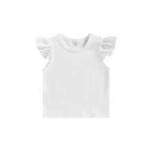 (6-12 Months, White) Dětské dívčí tričko, volný rukáv, kulatý výstřih, jednobarevné, volné, jarní a letní topy