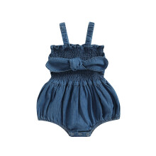 (12-18 Months, Blue 1) Fete de vară pentru sugari, salopetă din denim, cu buline, fără mâneci, cu mâneci, bodysuit, salopetă de baie