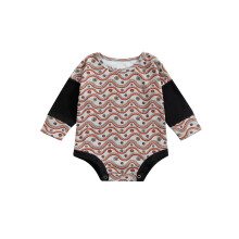 (12-18 Months, Black) Kislány kombi, hosszú ujjú, kerek nyakú, virágmintás, gombos, laza utcai tavaszi/őszi body felsők