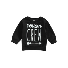 (6-12 Months, Black) Sweat-shirt à enfiler pour bébé garçon ou fille, imprimé lettres, col rond, manches longues, style streetwear