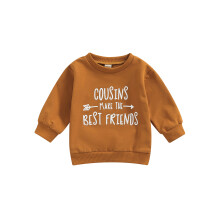 (12-18 Months, Caramel 1) Sweat-shirt à enfiler pour bébé garçon ou fille, imprimé lettres, col rond, manches longues, style streetwear