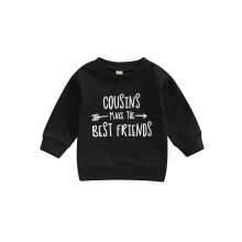 (2-3 Years, Black 1) Sweat-shirt à enfiler pour bébé garçon ou fille, imprimé lettres, col rond, manches longues, style streetwear