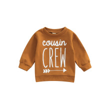 (12-18 Months, Caramel) Sweat-shirt à enfiler pour bébé garçon ou fille, imprimé lettres, col rond, manches longues, style streetwear