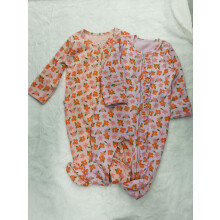 (12-18 Months, Orange Pink) Újszülött lány virágmintás, hosszú ujjú overál, fodros, rejtett cipzárral, lábbal ellátott
