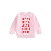 (3-4 Years, Pink) Peuter/herfsttrui met letterprint, lange mouwen, ronde hals, losse pasvorm, voor jongens en meisjes