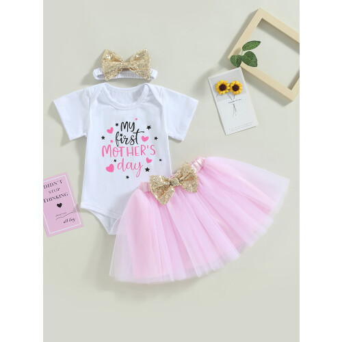 (6-12 Months, Pink) Σετ φόρμας μωρών φούστα τούλι. 1