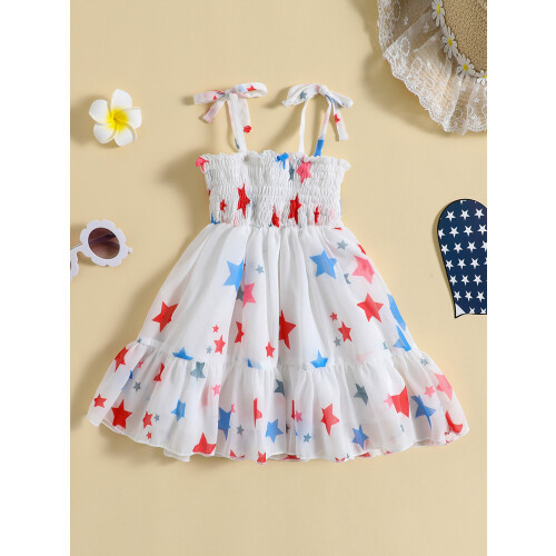 (2-3 Years, White) Φόρεμα slip για στάμπα αστέρια 2