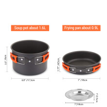 All-in-One Camping Cookware Set for 2-3 People, Aluminum Alloy, 1.6L Pot