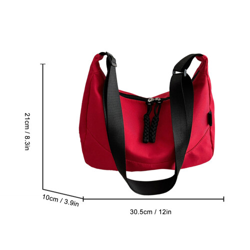 Red Polyester Messenger Bag Women 30.5x21x10cm Multi-Functional Purse 1
