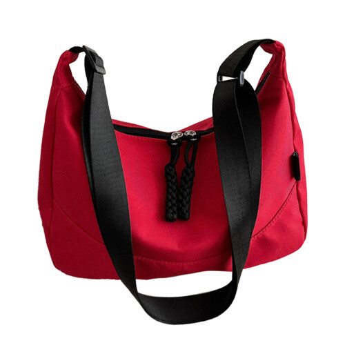 Red Polyester Messenger Bag Women 30.5x21x10cm Multi-Functional Purse 2