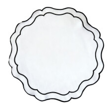 Round Embroidered Scalloped Edges Placemat Washable-Black