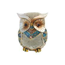 Mooie Uil Beeldje, Schattige Grote Ogen Uil Standbeeld,-Zilver
