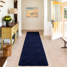 (80cm x 300 cm (2 ft 6 in x 10 ft)- Extra Large Runner Rug) Navy Blue Shaggy Rugs Living Room Bedroom Runner Mats