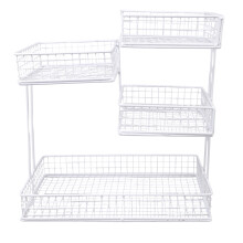 Durable 4 Layer Cosmetic Organizers Metal Frame Rusts-White