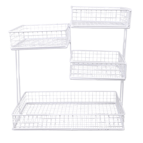 Durable 4 Layer Cosmetic Organizers Metal Frame Rusts-White
