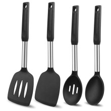Silicone Cooking Spatulas and Spoons, Heat Resistant Silicone Cooking Utensils Set, Non Stick Large Kitchen Spatula
