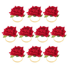 10Pcs Red Rose Shape Towel Buckle Napkin Ring Wedding Party Valentine's Day Hotel Table Decor Napkin Holder