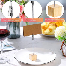 24 Stuks Rustieke Houten Tafel Nummer Houders Plaats Nummer Houder Stand met Memo Clips en  Kaarten Houten Foto Stands