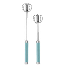 2 Stück Halbautomatischer Schneebesen, Manueller Handmixer, Selbstdrehender Sahne-Utensilien-Schneebesen, Manueller Mixer, Küchenhelfer