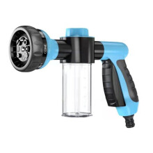 Car Washing Nozzle Garden Hose Nozzle High Pressure Hose Foam Spray with Soap Dispenser Eight-In-One Spray Mode,