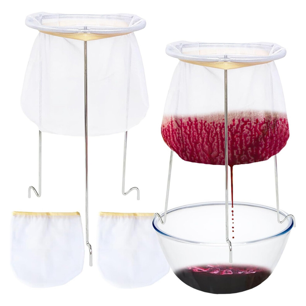 2 Pack Strainer Stand,Strainer Stand With 4 Reusable Staining Bags,Reusable Food Filter Bag Jelly Bags For Juice 6032687760124