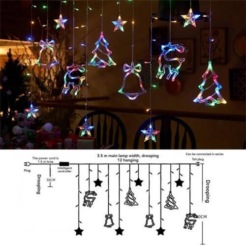 Christmas Moon Star Window Fairy String Lights USB & Battery Powered String Light for Indoor Window Bedroom Multicolor 1