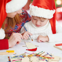 Artesanato de Natal para Crianças, Faça Você Mesmo Sua Própria Árvore de Natal, Artesanato de Madeira para Meninas/Meninos, 30 Peças
