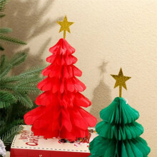 12PCS Christmas Tree Paper Honeycomb Pendant Table Decoration Christmas Hanging Ornaments DIY Xmas Tree Festival Decor A