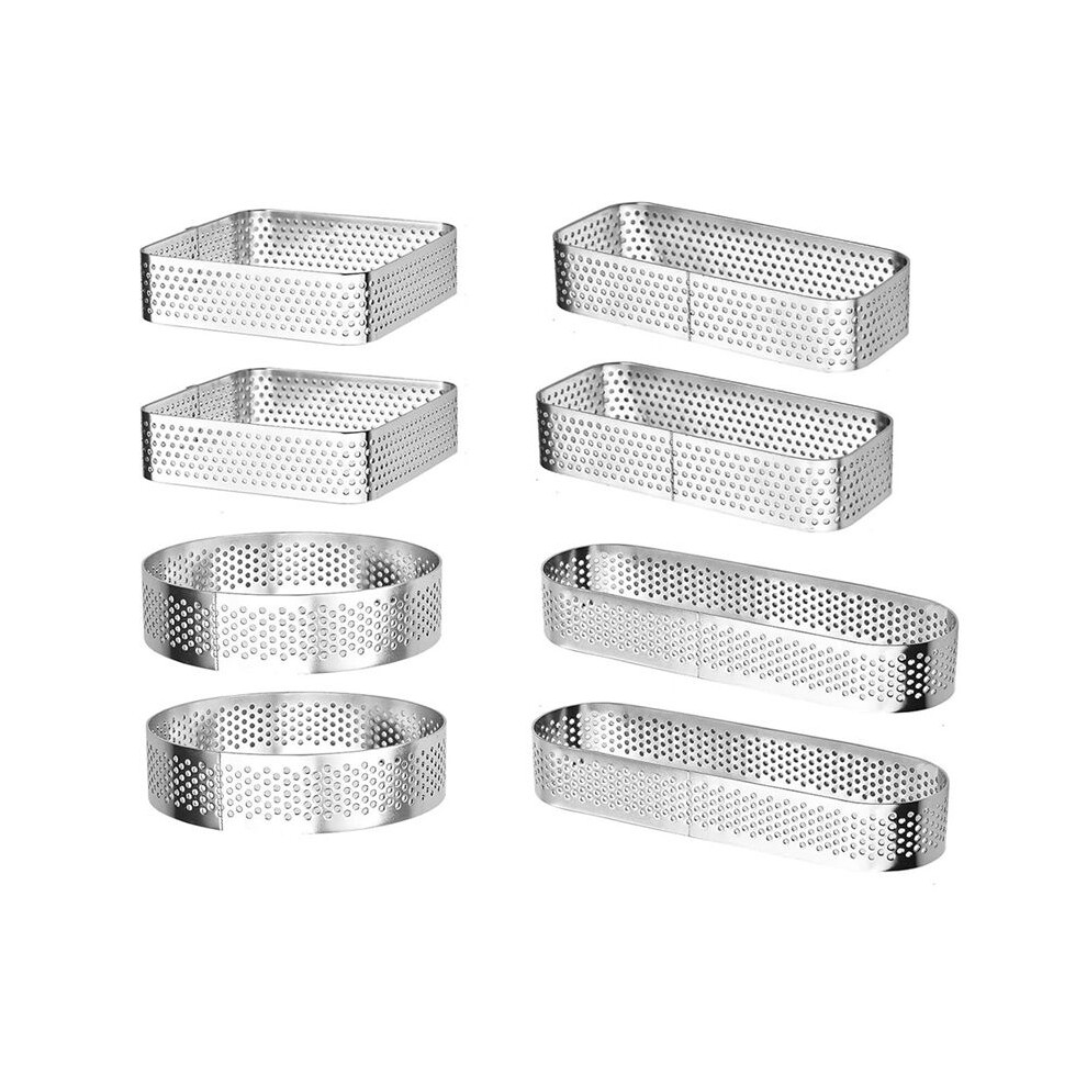 Semoic 8Pcs Cake Ring, Stainless Steel Tart Ring, Multi Shaped Baking Rings, Nonstick Pastry Ring Mold For Diy Baking Cooking