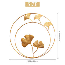 Eisen Wand Dekor, Gold Ginkgo, Ahorn, Monstera Blatt Wand Dekor Runde Wand Verzierungen, für Schlafzimmer HäNgende Hotel Wand Dekor