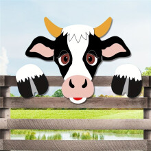 3D Kostaket Peeker-Dekor Söt PeekabooFarm Djurgårdsdekoration PVC-Trädgårdsstaketprydnad, Rustik Bondgård Utomhus